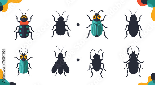 A fun game of matching insect silhouettes to their colorful counterparts.