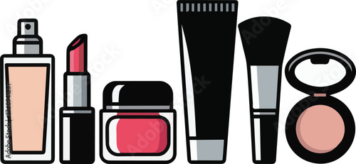 Cosmetics Icons for Beauty Routine 