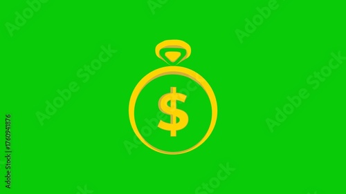 4K animated icon gold wedding ring with a dollar sign on a green screen background, symbolizing marriage expenses, wedding budget, financial planning, love investment, and couple savings concepts.
