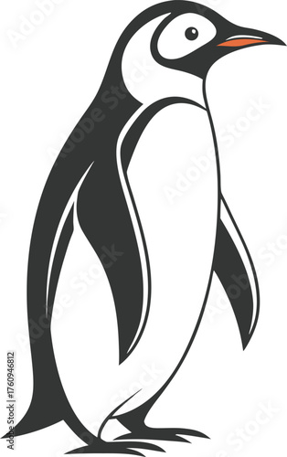 Vector Penguin Standing Side View on White Background animal bird