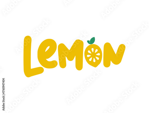 Lemon - A Fresh and Zesty Word Art Illustration Capturing the Essence of Citrus Fruit logo design