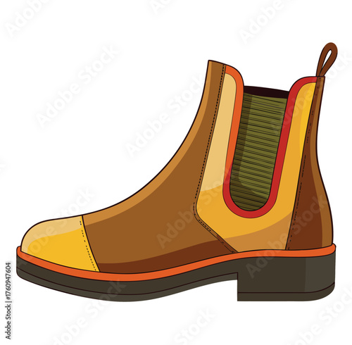 Chelsea Boots Vector Winter Version with Elastic Side Design for Fashion and Style in Vector Format for Graphic Design