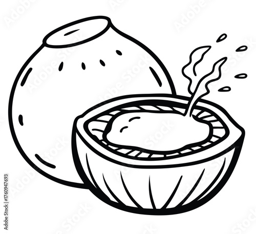 Delicious and creamy coconut milk, a versatile ingredient perfect for enhancing beverages and culinary creations, offering a tropical flavor and smooth texture for an exquisite taste experience