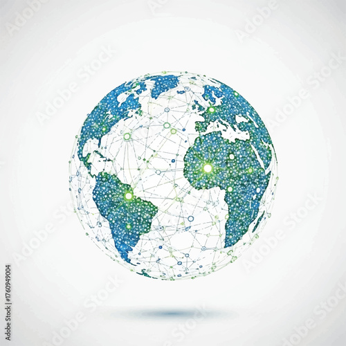 Networked Globe Digital Earth with Interconnected Points and Lines