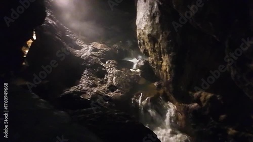 Inside of skocjan cave in Slovenia. Amazing double cave system. The first part is a dripstone cave. The another part is a karst cave it has river on bottom which name is Reka.