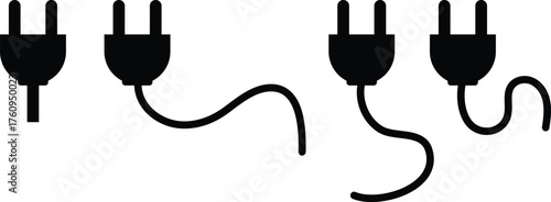 electric socket icon set. Wall Plug and Device Charging symbols. Electricity and Energy supply socket sign