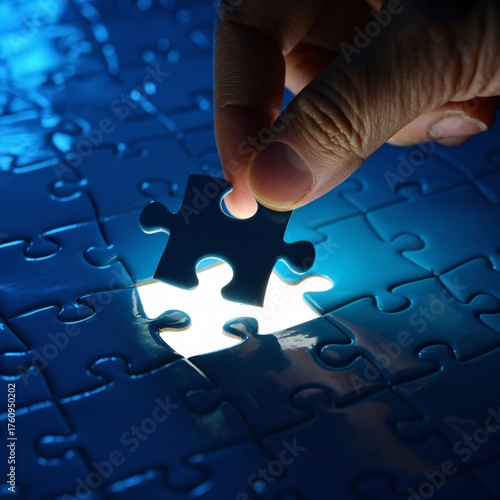 Completing the puzzle concept putting puzzle piece in place solution concept