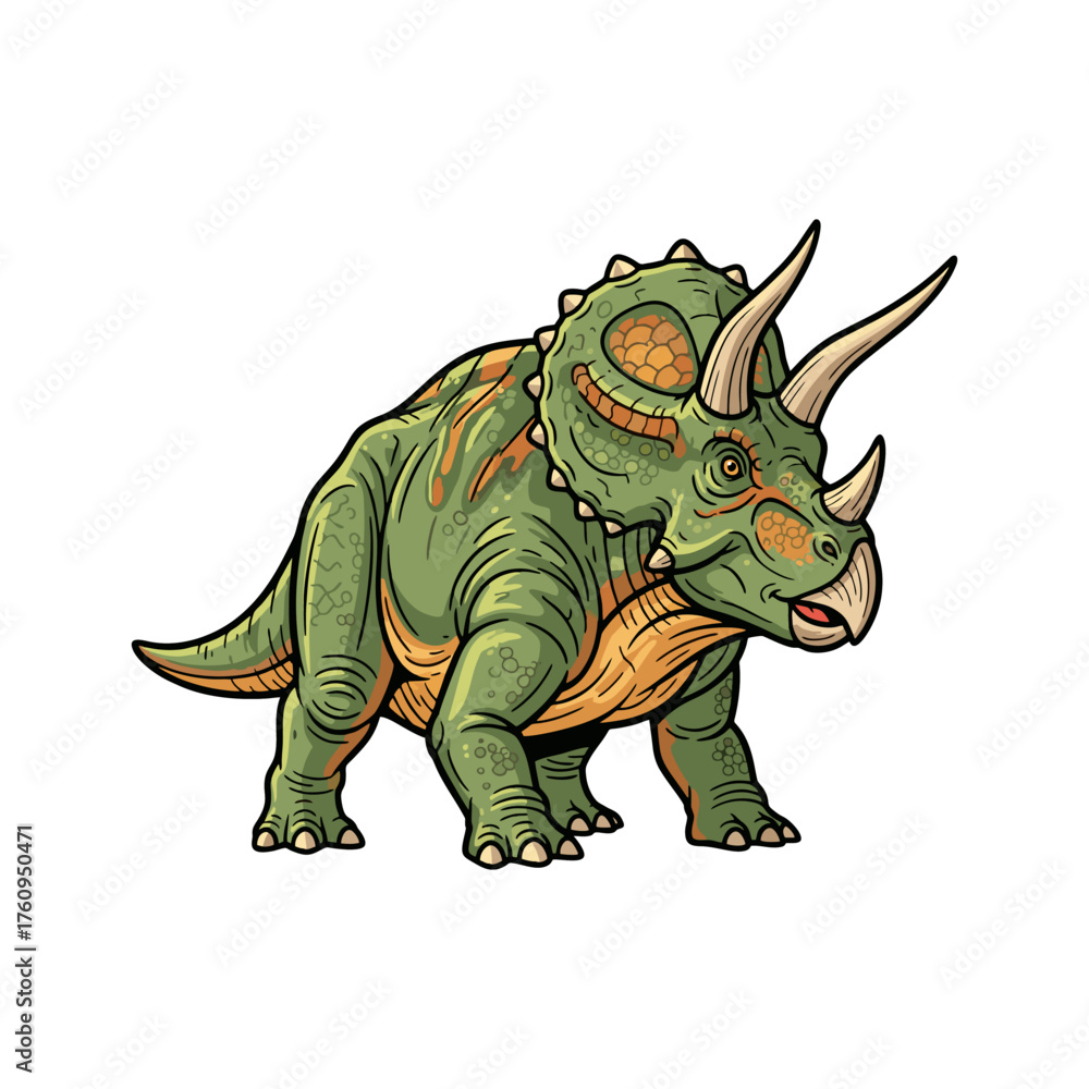Fototapeta premium Triceratops dinosaur vector illustration on white background 
