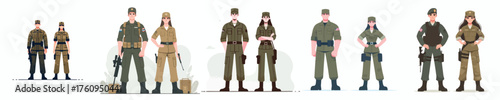 male and female army soldiers standing 