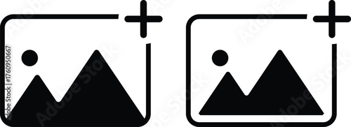  add image icon set. Upload photo symbols. Insert Picture and Media Gallery icons collection