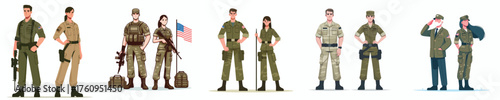 male and female army soldiers standing 
