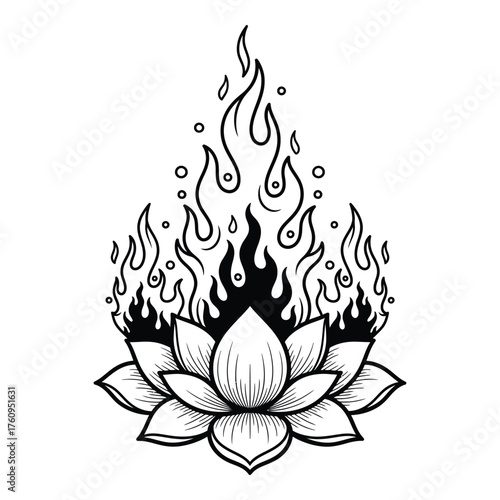 Sacred fire lotus tattoo design spiritual symbol mystical flame blooming enlightenment