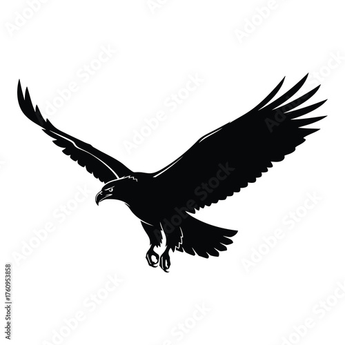 Majestic eagle soaring with outstretched wings, a powerful symbol of freedom and strength for inspirational designs and logo concepts