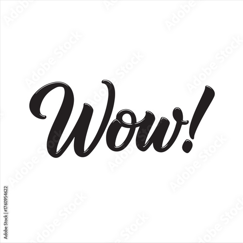 Vector art of the word wow in a stylish black script font