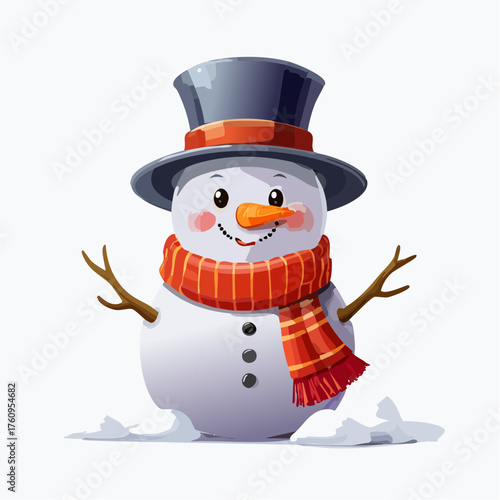 Niedlicher Schneemann mit Schal und Mütze
