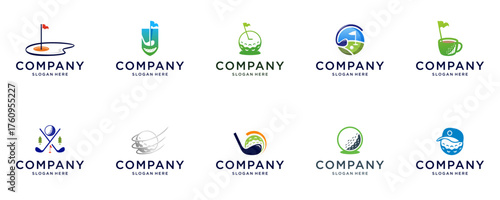 collection of golf logos, premium activities, championship competitions, graphic design templates.