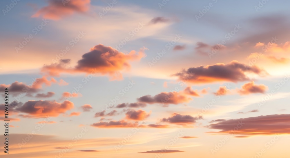 Fototapeta premium Colorful Sunset Sky with Pink Orange and Blue Clouds Over Horizon