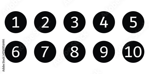 simple bullet point number icon set 1 to 10.