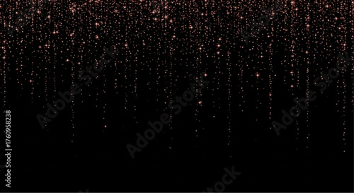 An abstract scene with descending sparkles against a solid black backdrop, creating a festive, elegant, and sophisticated visual experience. vector illustration overlay
