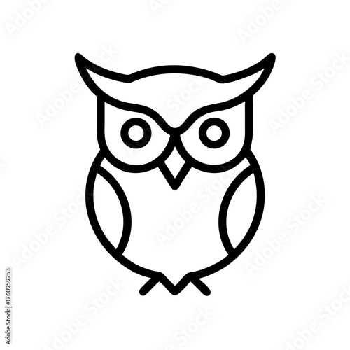 Line art illustration of an owl in minimal style  
