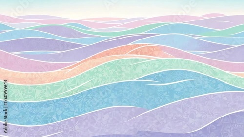 Abstract Pastel Waves Landscape Background.