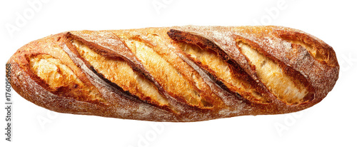 A long loaf of crusty bread with deep slashes