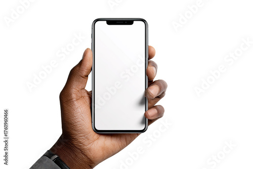 A hand holding a smartphone with a blank screen (1)