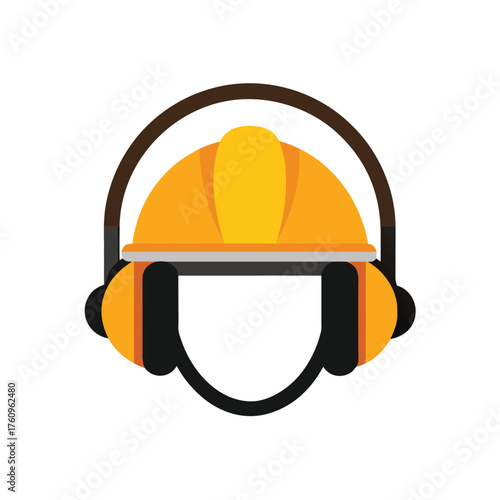 Construction Hard Hat with Ear Defenders Icon safety helmet