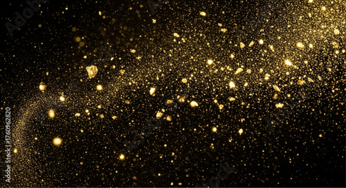 A mesmerizing golden particles on a black background, a symbol of elegance and sophistication, creating a sense of depth and cosmic wonder. vector illustration