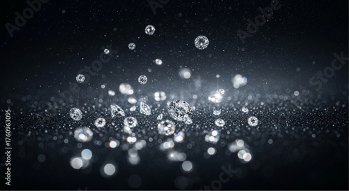 Shining diamonds cascade gracefully, creating a luxurious and mesmerizing display. Capturing the essence of brilliance and elegance with its play of light and shadow.