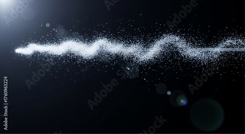 A sparkling trail of particles winds its way across a dark expanse, a captivating spectacle of light and motion. A touch of cosmic allure is evoked. vector illustration