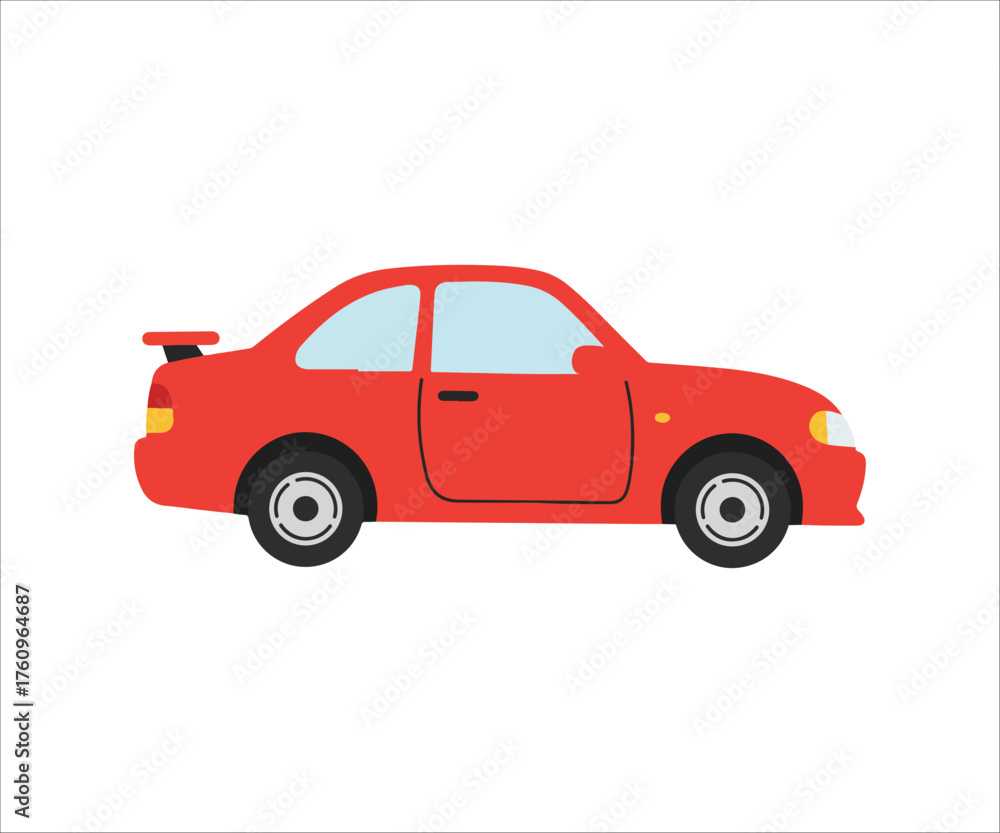 Fototapeta premium Red Sport Car isolated on white background Vector Illustration Design