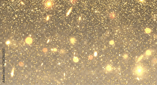 A magical display of golden bokeh with radiant particles scattered, creating a mesmerizing visual display.  vector illustration