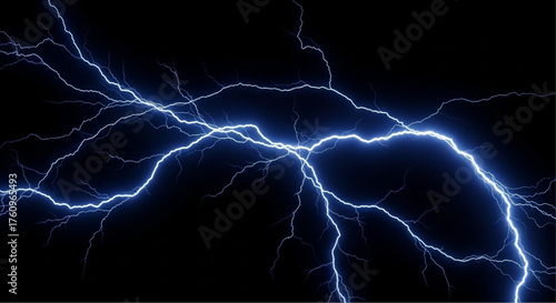 A dramatic close-up of a powerful lightning strikes against the dark sky, showcasing nature's raw energy. vector illustration