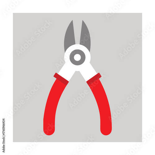 Red and White Pliers Tool on Grey Background cutters