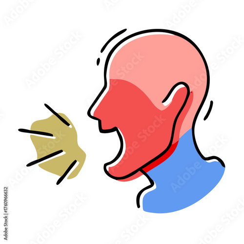 A person coughing or sneezing, with visible expulsion, symbolizing illness or airborne particles. Ideal for blogs on health, hygiene, or respiratory issues.