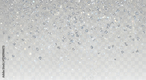 Sparkling and shimmering, a cascade of glittering silver particles creates a mesmerizing visual spectacle, ideal for adding a touch of elegance and celebration to any design or project. 