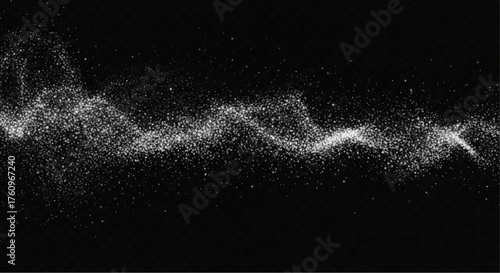 An abstract visualization of a delicate stream of particles flowing gracefully against a dark background, representing the fluidity of data, energy, or abstract concepts. 