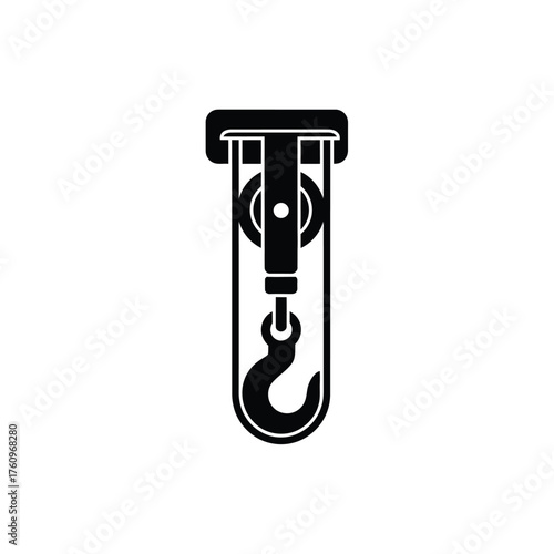 Black pulley hook icon vector white