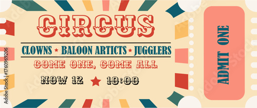 Circus ticket renro style event vintage