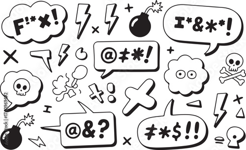 Comic Style Swear Word Bubbles Speech