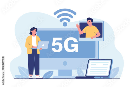 Modern 5g wireless technology connecting people and devices for seamless communication and data transfer