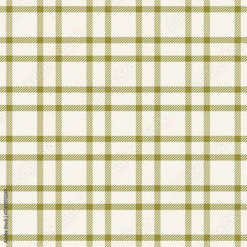 Bed fabric texture seamless, tattersall tartan check textile. Creativity vector plaid background pattern in linen and old lace colors.