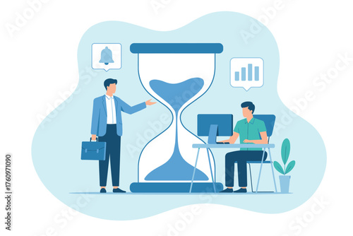 Time management concept people working hourglass business efficiency strategy productivity