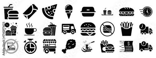 Collection of Fast Food and Delivery Icons