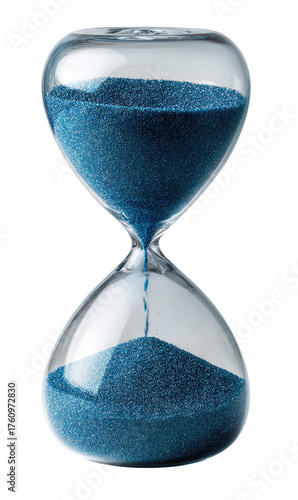 Hourglass with flowing blue sand (2)