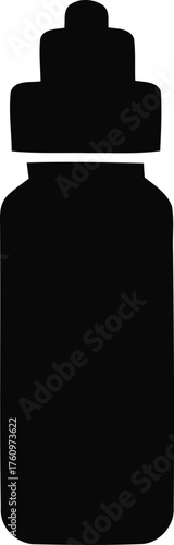 Simple silhouette of a dropper bottle with cap ideal for pharmaceutical or cosmetic product packaging and design elements