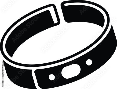 Simple silhouette of a black wristband strap for smartwatches or fitness trackers showing technology and modern accessories