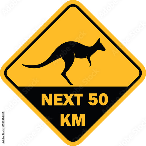 Kangaroo road sign. Isolated kangaroo on white background