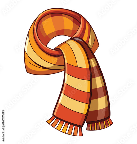 Warm autumn scarf with striped patterns, fashionable winter wear